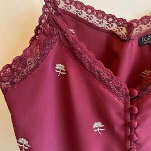 Topshop Burgundy Lace Trim Cami